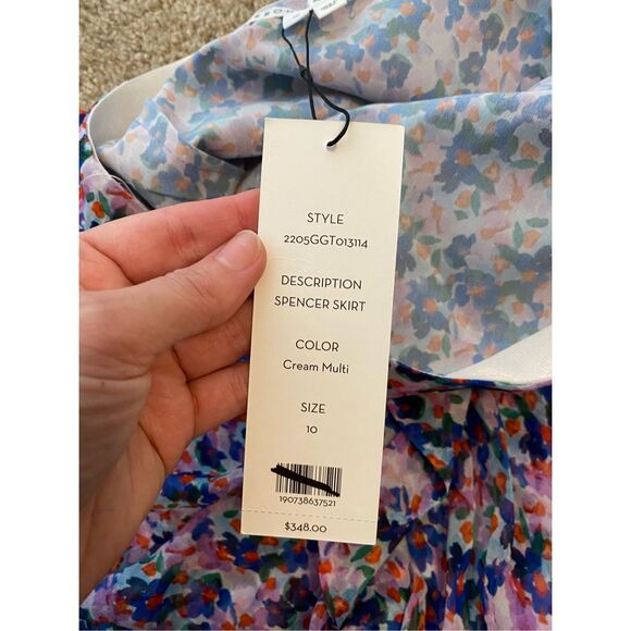 Veronica Beard NWT Spencer Ruffle Skirt, Silk Cream Multicolor, Sz 10, MSRP $348 - Picture 7 of 8